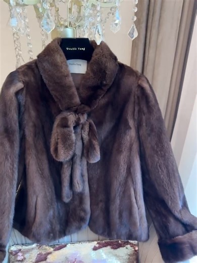 Vintage Inspired Mink Fur Jacket – Brown Bow Collar Short Coat, Elegant Winter Outerwear - Etsy