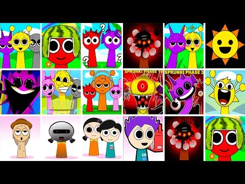 Incredibox Sprunki OC Phase 1 to Phase 4 Fifteen, Five, Diamond, 67, Pocoyo, Hungry Snake