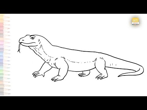 Komodo dragon drawing sketches | Outline drawings easy | How to draw A Komodo dragon step by step