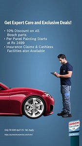 Trusted for over 100 years, Bosch Car Service is your one-stop solution for everything your car needs. Right now, enjoy 10% off on Bosch parts when you choose expert care for your vehicle. Visit us today and experience quality service you can rely on. | Bosch Car Service India