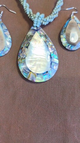 Abalone, Mother of Pearl Seed Bead Necklace and Earring Set. Boho Style. - Etsy