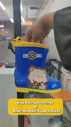 8.2K views · 19 reactions | Rainy days? No problem! Stay dry and playful with comfy rain boots. Bright colors and durable design for your kids' endless puddle-jumping fun time!   #kidsrainboots #puddlejumping #rainydayfun #bhatbhateni #colorfulboots #staydry #kidsfashion | Bhat Bhateni Supermarket | Facebook
