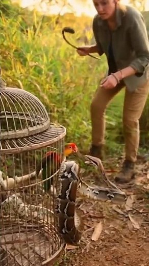 Woman Saves Parrot from Python