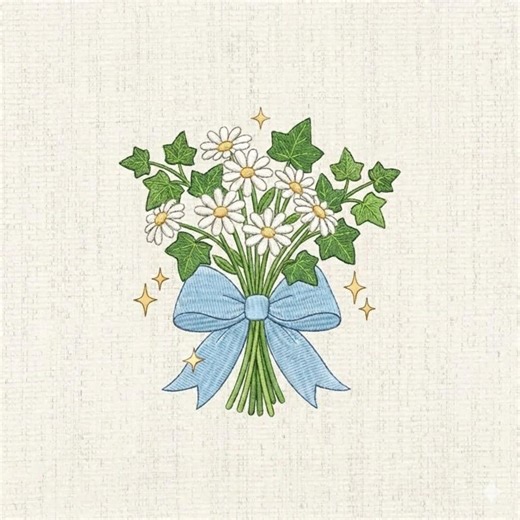 Daisy Bouquet Embroidery File Floral Bow Design - Etsy