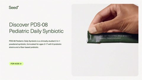 Seed PDS-08 Pediatric Daily Synbiotic - Fiber-Based Prebiotic & Probiotic for Kids - Digestive Health, Regularity, Constipation Relief - Ages 3-17 - Vegan and Shelf-Stable - 30 Sachets (30-Day Supply)