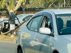 82K views · 372 reactions | IN VIDEO A National Health Insurance Scheme (NHIMA) registered Mitsubishi Pajero Sport, registration number BAR 675, has hit into a street light on Los Angeles Boulevard behind State House. Cause of the road mishap is unclear. Drive with caution as you approach the area. | HOT FM Zambia | Facebook