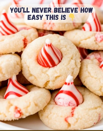 Candy Cane Kiss Cookies | Soft, Sweet, and Full of Holiday Cheer ❤️ These cookies are pure peppermint perfection! I’ve been making them every December since my kids were little — and they still vanish by the dozen 🎅 Ingredients: 1 cup unsalted butter, softened 1 cup sugar 1 large egg 1½ tsp vanilla extract ¼ tsp peppermint extract 2¼ cups all-purpose flour ½ tsp baking soda ¼ tsp salt ½ cup crushed candy canes or peppermint candies Extra sugar (for rolling) 36 peppermint striped chocolate kisse
