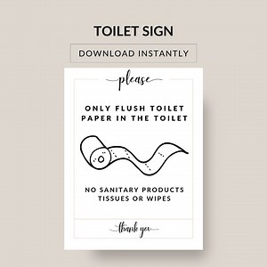 Please Only Flush Toilet Paper in the Toilet Sign. Airbnb, Rental, Office, Vacation, Accommodation Sign. Download, Print and Pop in a Frame. - Etsy