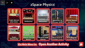 zSpace Physics includes interactive physics experiences about work, sound, satellites, static electricity, and more! Learn more: https://hubs.li/Q01Lw_690 | zSpace