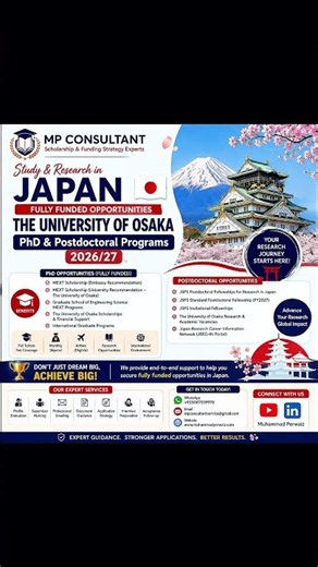 Planning a fully funded PhD or Postdoc in Japan for 2026/27