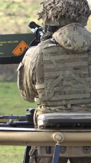 A Dragoon Gunner operating the .50 cal Heavy Machine Gun (HMG) mounted on the Jackal 2 vehicle. If you would like to become a member of a Light Cavalry crew please visit: https://jobs.army.mod.uk/roles/royal-armoured-corps/light-cavalry-crewman/ #armyjobs #lightcav #britisharmy #army #british #defence #jackal #military #cavalry #fightingvehicle #bethebest | Royal Armoured Corps