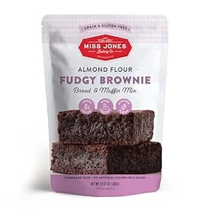 Miss Jones Baking Keto Brownie Mix - Gluten Free, Low Carb, No Sugar Added, Naturally Sweetened Desserts & Treats - Diabetic, Atkins, WW, Paleo Friendly (Pack of 1)