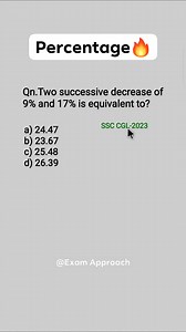 7.8K views · 201 reactions | Percentage Successive Decrease Problem樂 #math #trick #viralreels | Exam Approach | Facebook