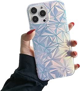 Laser Diamond Pattern Phone Case Compatible with iPhone 13 Pro 6.1 inch, Girls Women Gradient Rainbow Color Glitter Laser Designed Case