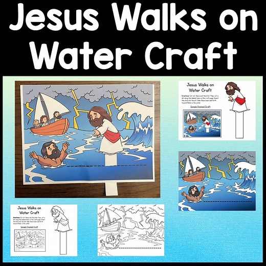 Jesus Walks on Water Craft {color and B/W!} Bible Story Craft | Sunday School Activity | Bible Crafts for Kids | Christian Kid Craft - Etsy
