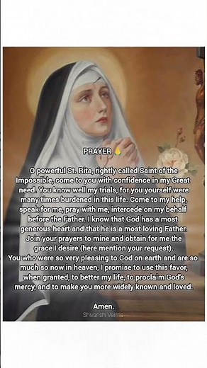 A prayer to St. Rita when in special NEED ❤️🙏 #rita #thankyou