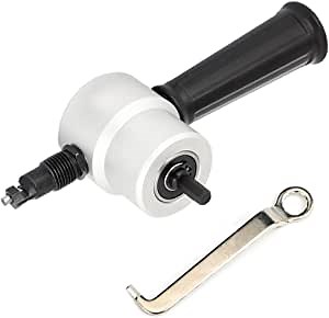 LTMS 021107 Double Head Metal Sheet Nibbler Cutter Drill Attachment with Wrench and Parts Workshop Tool Black 3pcs Set