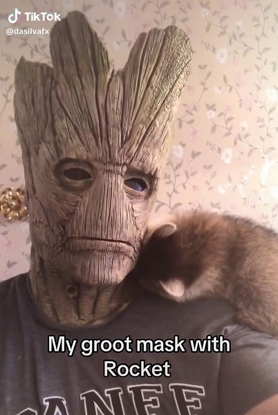 Groot Mask Cosplay with Rocket Raccoon