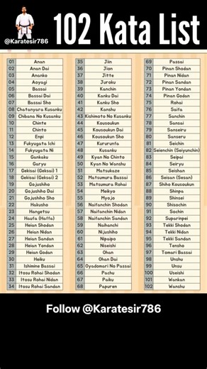 102 KATA LIST STEP BY STEP #karatesir786 #kata #katalist