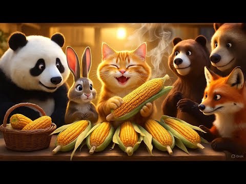 The Farmer Cat’s Golden Corn Adventure | Cute White Cat Pixar Story 🐱✨