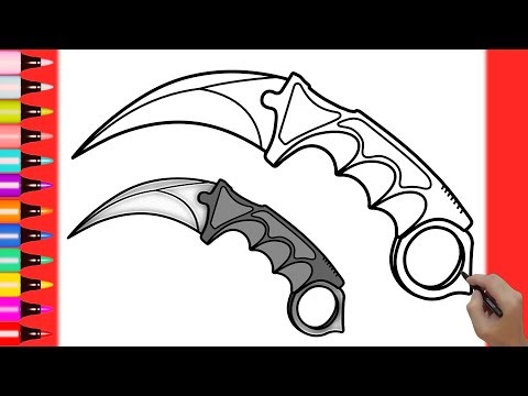 HOW TO DRAW KARAMBIT KNIFE STEP BY STEP TUTORIAL