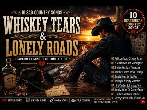 Sad Country Songs 💔 Whiskey Tears & Lonely Roads | Timeless Cowboy Heartbreak Playlist