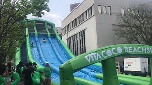 A 300 ft. Waterslide is on Gilmer St. right now for the Graduation Block Party! Thanks Spotlight Programs Board and Georgia State Alumni! | Georgia State University