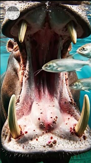 🦛 Hippo Opens Mouth Underwater - Fish Clean Inside! 😱🐟 (You Won't Believe This) #animals #wildlife