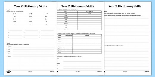 Year 2 Dictionary Skills Worksheet