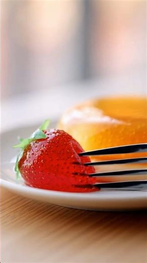 Shimmering Jello ASMR: Strawberry & Pancake Indulgence #ASMR #FoodArt #Macro