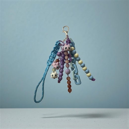 Handmade Dragon Keychain | Pastel Beads & Acrylic Chain Bag Charm - Etsy