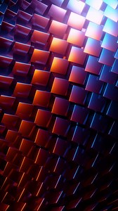 Animation of random rotating metal cubes. Vertical looped video