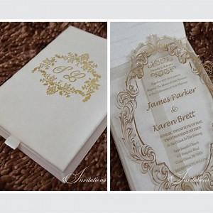 Ivory Silk Wedding Invitation Box: Custom Logo & Clear Acrylic Invitation - Etsy