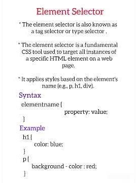 Element Selector #elementselector #tagselector #css3 #cssselectors #css #cascadingstylesheets