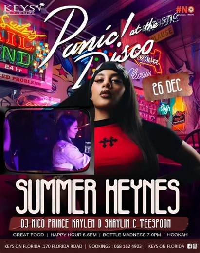 🚨🔥 PANIC AT THE DISCO 🔥🚨 This is not a calm night. This is lights flashing, speakers shaking, bodies moving till late. Summer Heynes on the decks bringing nonstop pressure and pure energy. If you’re outside — THIS is where you’re supposed to be. All Roads Lead To Keys On Florida 🛣️📍 | Keys on Florida