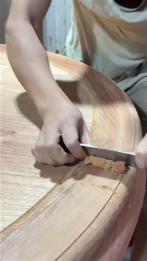 the sanding process on wood in making a table top using simple tools #tools