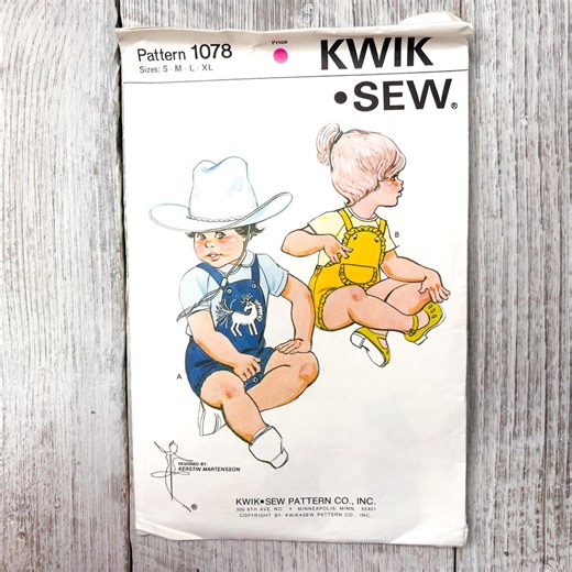Kwik-sew Sewing Pattern 1078: Baby (size Small, Medium, Large) Bib-overalls and Shirt - Etsy