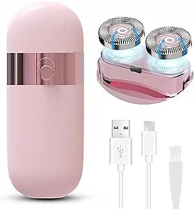Facial Hair Remover for Women, Portable Mini Epilator, Painless Electric Shaver for Face Chin Lip Bikini Arms Underarm with LED Light USB Charging