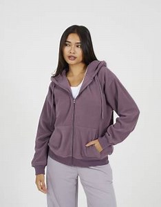 Brave Soul Zip through polar fleece hoodie in mauve | ASOS