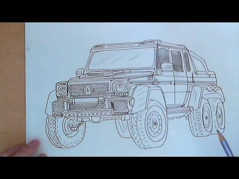 How to draw a Mercedes G63 6x6 AMG BRABUS 700 Car