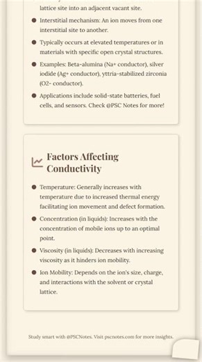 Ionic Conductivity: Mechanisms in solids and liquids