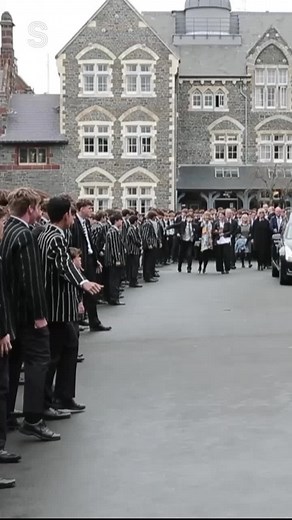 #ChristsCollege students perform a #haka as the funeral procession for Sir Miles Warren leaves the school. #nz #nzhaka #newzealand #nztiktok #nztok