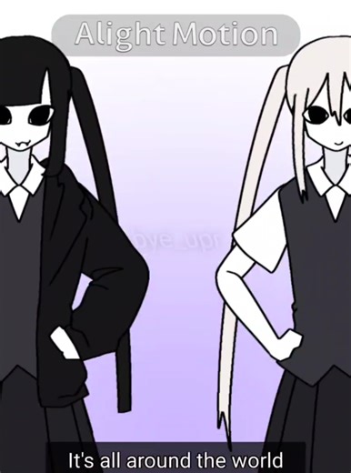 Around the world (La La La La La) OC name 右:虚無虚無ちゃん (Kyomukyomu-chan) 左:猫顔ちゃん (Nekogao-chan) #animation #animationmeme #tweening #OC #fyp