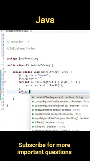 Check Whether a String is Palindrome in Java