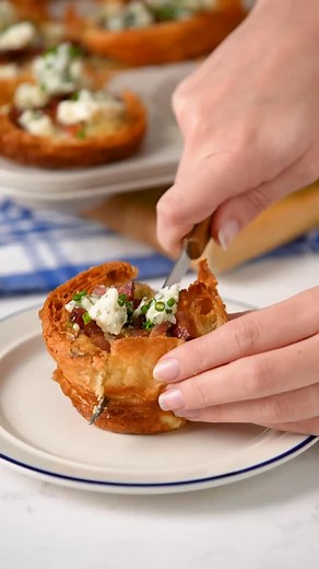 92 reactions · 13 shares | Roquefort, Lardon and Egg Croissant Cups...