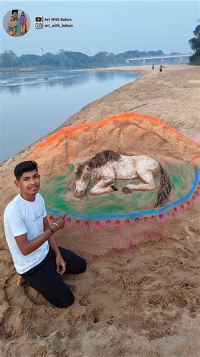 Horse making with Sand/Sand sand art #short #horse 🐎