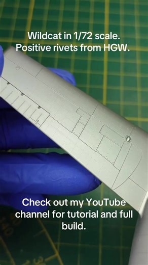 F4F-4 from Arma Hobby with applied positive rivets from HGW. Full tutorial on my YouTube channel. #armahobby #172scale #scalemodel #scalekit #plasticplane #hgwrivets