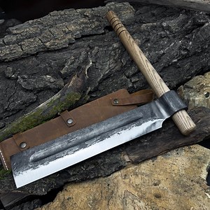 Splitting Froe With Leather Cover – 52100 High Carbon Steel Blade & Ash Wood Handle – Hand-forged Log Splitting Tool – Tool for Carpenter. - Etsy