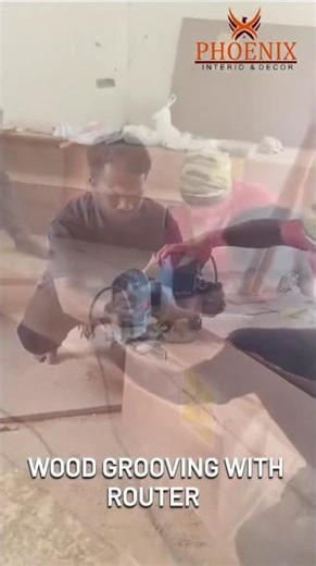 wood grooving with router machine #phoenixinterioanddecor #interiordesign #nellore #9502424156