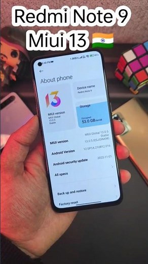 🇮🇳 Redmi Note 9 New Update Miui 13+ Android 12 First Look #youtubeshorts #shorts